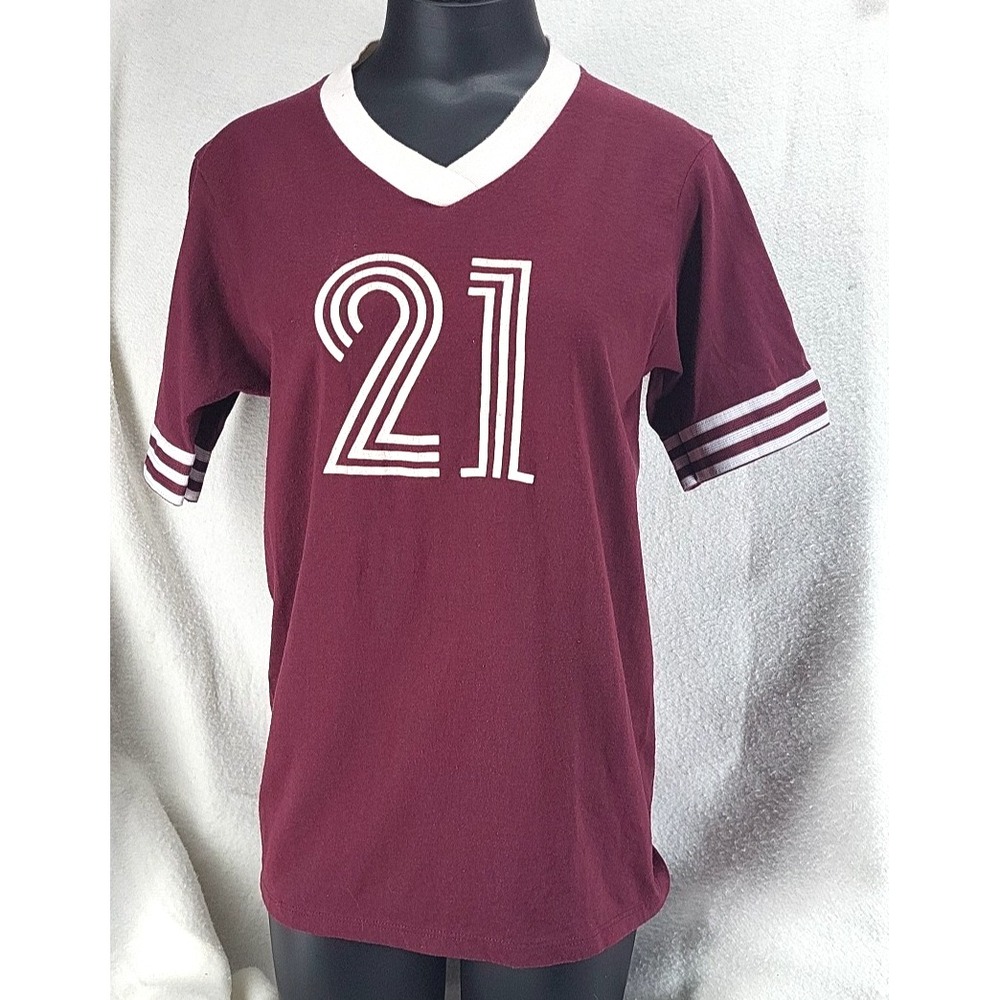 Vintage Soffe Soccer Jersey Ringer Tee Shirt Medium Maroon Burgundy Sports USA